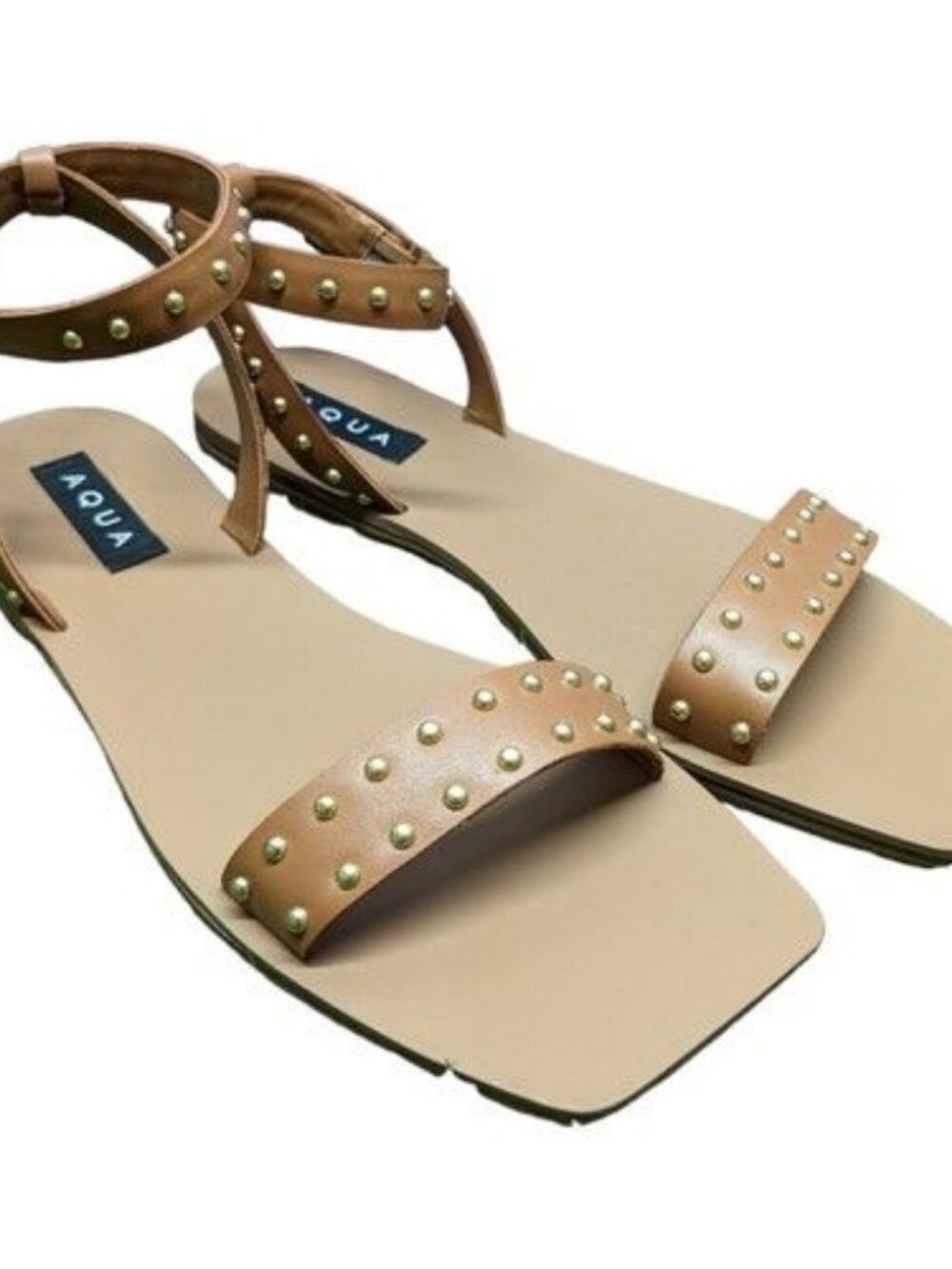 Aqua Sophy Leather Square Toe Ankle Strap Sandals Women's Shoes Size 10 M
